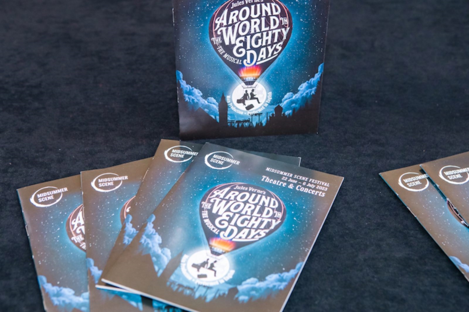 Programme booklets for Around the World in Eighty Days, the musical, at the Midsummer Scene Festival