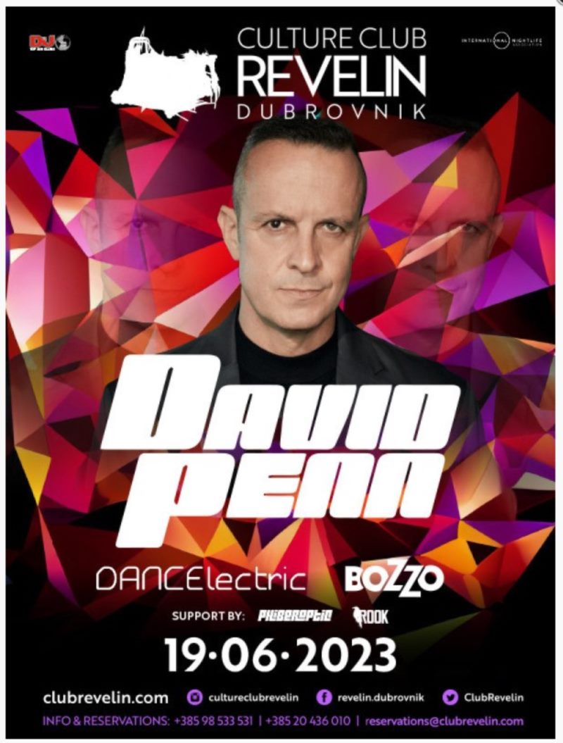 Culture Club Revelin poster for DJ David Penn at DANCElectric with Bozzo, 19 June 2023